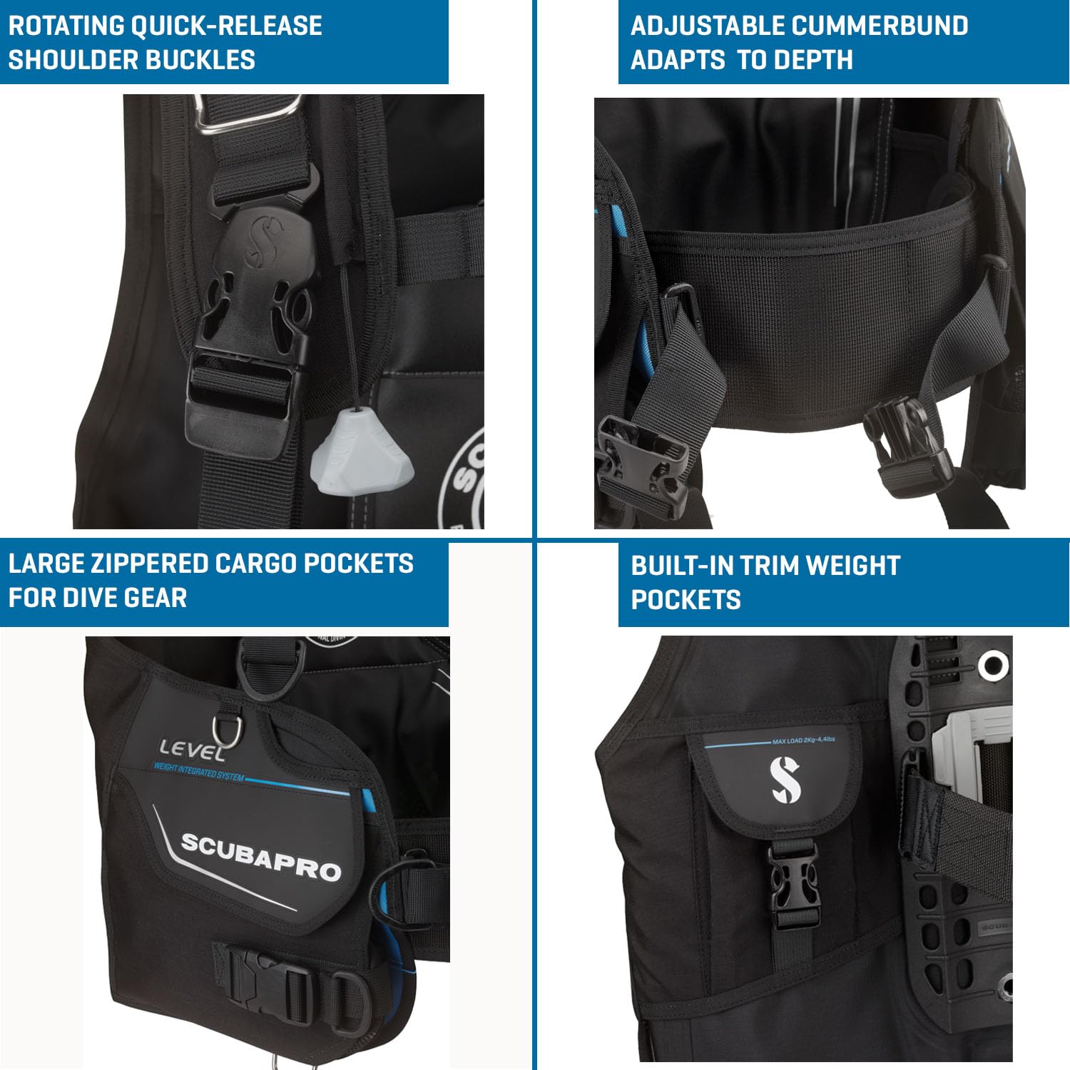 Amazon.com : SCUBAPRO Level Super Cinch Front Adjustable Scuba